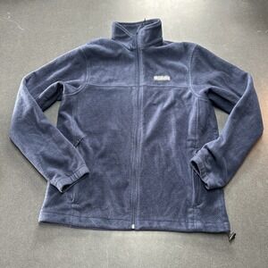 Columbia Jacket Mens M Navy Blue Full Zip Fleece Stand Collar Zip Pockets